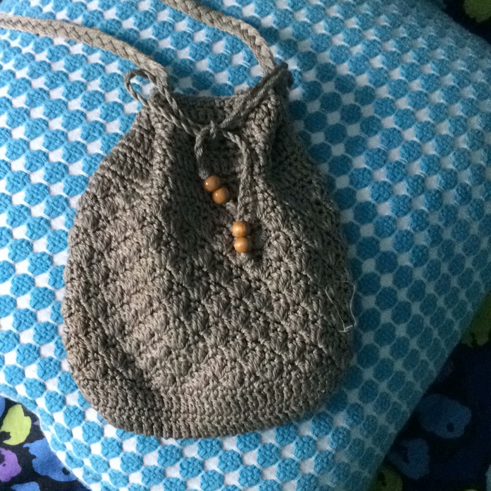 drawstring crochet cross body purse